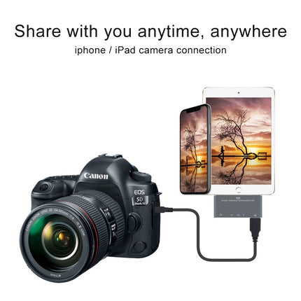 D-198 5 in 1 8 Pin to USB HUB +USB-C / Type-C + 3.5mm Earphone + SD + TF Card Reader for MacBook, PC, Laptop, Smart Phones