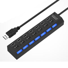 7 Ports USB Hub 2.0 USB Splitter High Speed 480Mbps with ON/OFF Switch / 7 LEDs, 7 Ports (White), 7 Ports (Black)