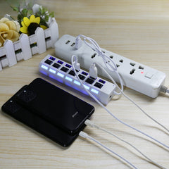 7 Ports USB Hub 2.0 USB Splitter High Speed 480Mbps with ON/OFF Switch / 7 LEDs, 7 Ports (White), 7 Ports (Black)