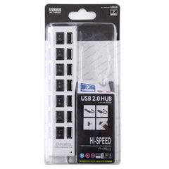 7 Ports USB Hub 2.0 USB Splitter High Speed 480Mbps with ON/OFF Switch / 7 LEDs, 7 Ports (White), 7 Ports (Black)