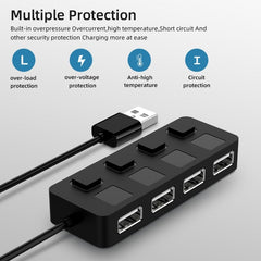 4 Ports USB 2.0 HUB with 4 Switch, 4 Ports with 4 Switch (Black), 4 Ports with 4 Switch (White)