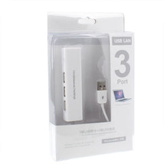 1 Port USB Network With 3 Port USB Hub To Female RJ45 Ethernet Lan Adapter Card, USB 2.0