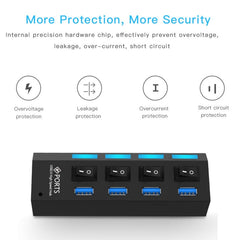 4 Ports USB 3.0 HUB, Super Speed 5Gbps, Plug and Play, Support 1TB , 4 Ports (Black), 4 Ports (White)