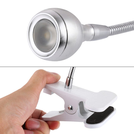 3W 360 Degree Rotation USB Metal Flexible Neck LED Light with Switch & Clip (Warm White Light Silver)
