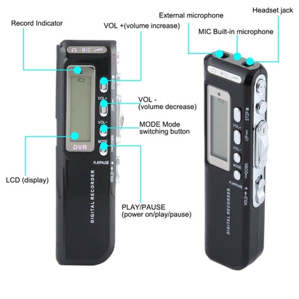 8GB Digital Voice Recorder Dictaphone MP3 Player, Support Telephone recording, VOX function, Power supply: 2 x AAA battery(Black)
