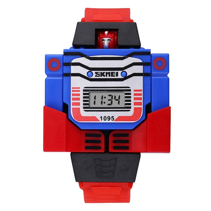 SKMEI Transformation Toy Shape Changing Removable Dial Digital Movement Children Watch with PU Plastic Cement Band