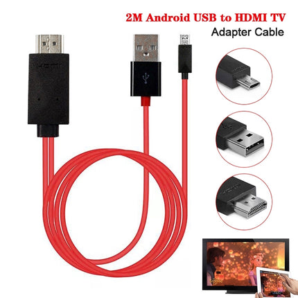 2m Full HD 1080P Micro USB MHL + USB Connector to HDMI Adapter HDTV Adapter Converter Cable