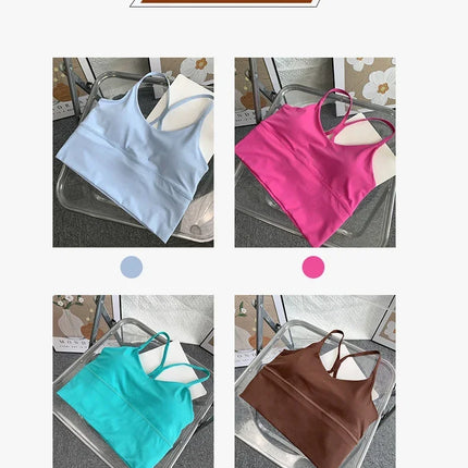 Fashion Sexy Cross Back Small Sling Yoga Underwear Women Breathable Shockproof Gym Fitness Running Sport Crop Tops Athletic Vest