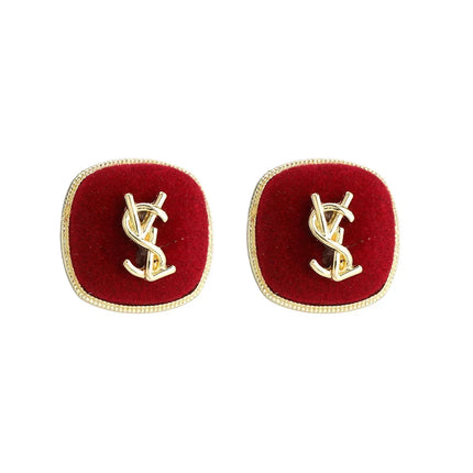 925Silver Needle Redflannelette Earrings Autumn/Winter New High-End Feel Earring Fashionable Light Luxury Ear Decoration Wholesa