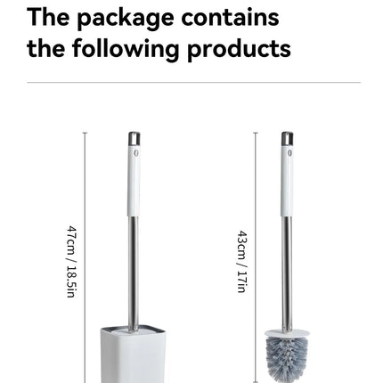 Punch-Free Wall Mounted Toilet Brush with Drainable Base Long Handle Plastic Toilet Cleaning Brush Bathroom Accessories