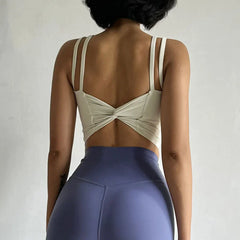 Women's Sports Bras Fitness Top, Sexy Lingerie, Push Up Fixed Pad, Yoga Bra, Back knotted Underwear, Running Vest, Gym Tops