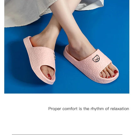 Fashion Women's Slippers Indoor Soft Sole Cartoon Bear Print Slides Bathroom EVA Indoor Men Summer Outdoor Cool Shoes Couple