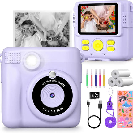 Gofunly Children's Instant Print Camera Thermal Printing Digital Camera 2.4" 1080P Camera Toy For 6-12 Years