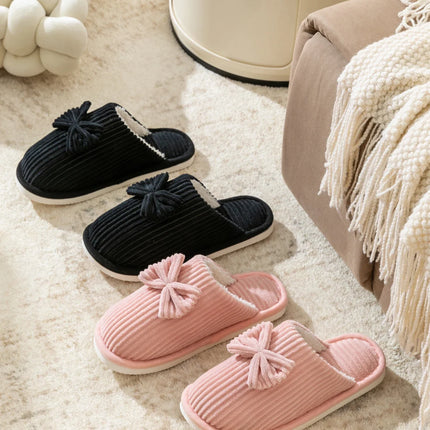 Fashion Women's Bow Slippers Fall/Winter Indoor Bedroom Floor Lightweight and Comfortable&Soft Warm Slippers for Home