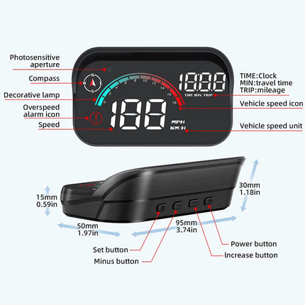 AD Head Up Display Windshield Projector M22 Car GPS HUD Universal Digital GPS Speedometer Km/h LCD Projection On Glass Car Speed
