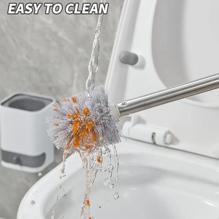 Punch-Free Wall Mounted Toilet Brush with Drainable Base Long Handle Plastic Toilet Cleaning Brush Bathroom Accessories
