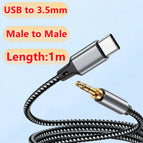 1m Male to Male / USB C To 3.5mm Cable