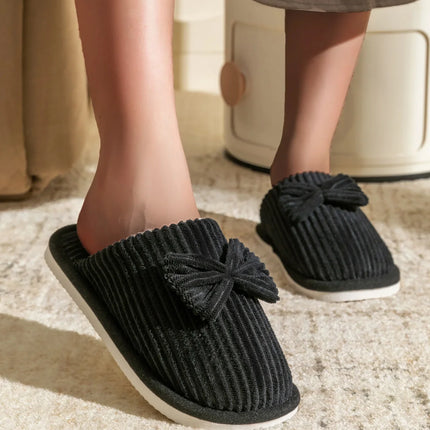 Fashion Women's Bow Slippers Fall/Winter Indoor Bedroom Floor Lightweight and Comfortable&Soft Warm Slippers for Home