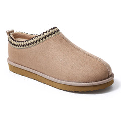 Crestar Winter Fuzzy Slippers For Women Outdoor Non-slip Fleece Lined Suede Fur Flat Slides Warm Comfy Plush House Cotton Shoes