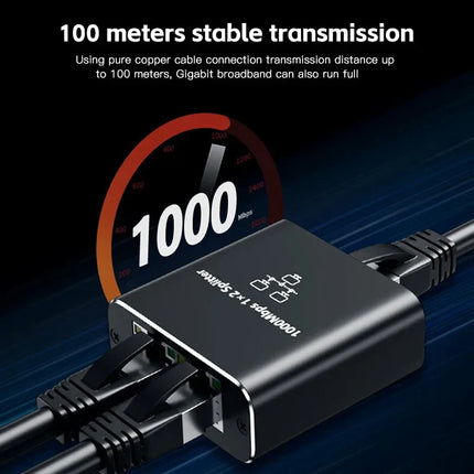 1 IN 2 Network Splitter 1000Mbps RJ45 Adapter Gigabit Converter Internet Ethernet 8P8C Extender Plug Extension