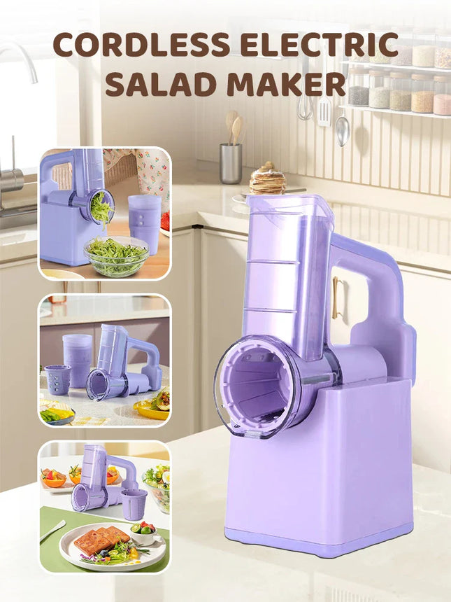 Electric Cheese Grater Portable Salad Maker With 3 Different Shapes of Blades 40W Electric Rotary Slicer Shredder ABS304