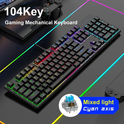 Mechanical Keyboard Wired 16 RGB Backlit 61/87/104Key Esports Gaming Keyboard Hot-Swappable Ergonomic Keyboard for PC Laptop