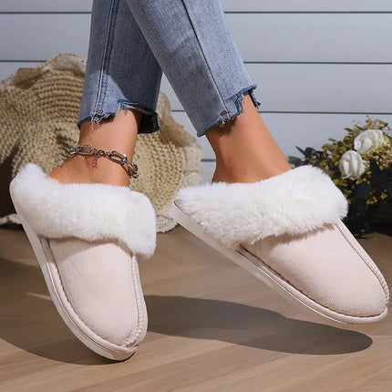 Furry Home Slippers Women 2024 Winter Designer Shoes Ladies Flats Casual Warm Plush House Fur Slides Couple Footwear Large Size