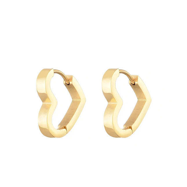 Classic Stainless Steel Hoop Earrings For Women Men Heart Star Oval Rectangle Round Triangle Gold Color Punk Hip Hop Jewelry