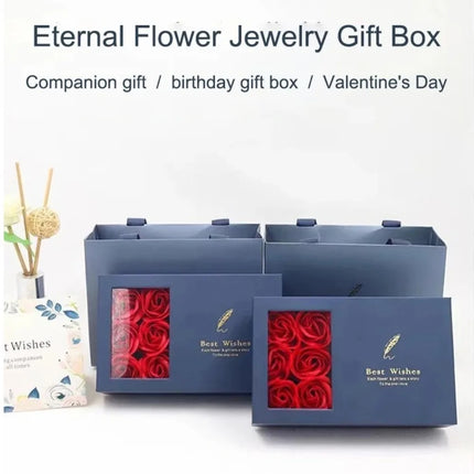 Valentine's Day Eternal Roses Gift Box Window Opening Six Rose Jewelry Gift Packaging Box Birthday Gifts Eternal Flower Ring Box