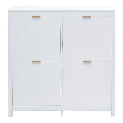 Livingandhome Flip Down Wood Shoe Cabinet in White for Hallway, Mudroom or Entryway