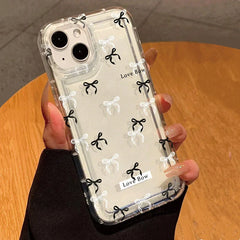 Colorful Bow Print Clear Case  For iPhone 16 14 13 12 11 15 Pro Max SE XR X XS 7 8 Plus Transparent Tpu Shockproof Phone Cover