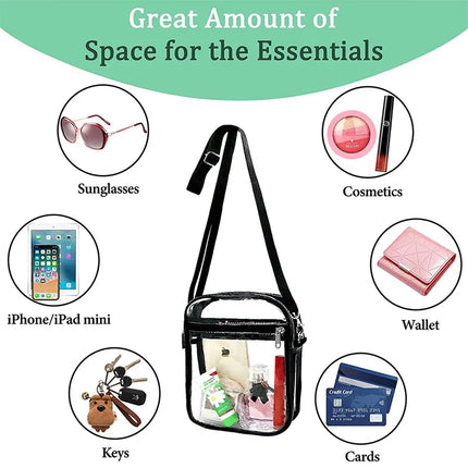 Clear Crossbody Bag Thickened PVC Stadium Approved Purse Bag for Concerts Sports Events Transparent Unisex Shoulder Messenger