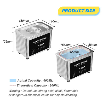 800ml Household Digital Ultrasonic Cleaner 30W/60W Stainless Steel Bath Degas Ultrasound Washing for Watches Jewelry
