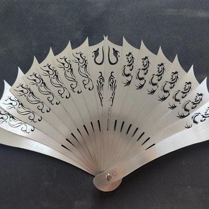 Self-Defense Metal Folding Fan Stainless Steel Fan Ancient Style Hollow Fan Kung Fu Fan Decoration Crafts
