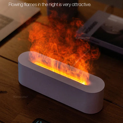 KINSCOTER RGB Flame Aroma Diffuser Air Humidifier Ultrasonic Cool Mist Maker Fogger LED Essential Oil Fire LED Lamp Difusor Gift