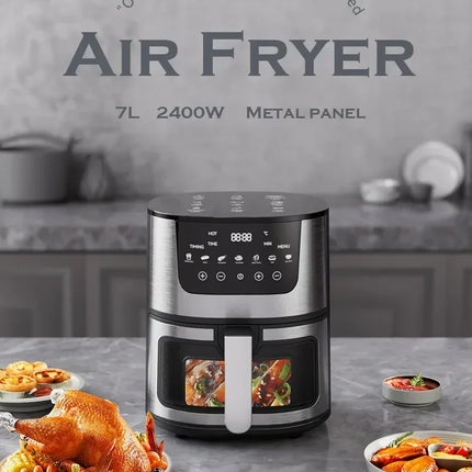 Electric Air Fryer Smart 7L Multi-function Hot Convection Oven Deep Fryer Without Oil LED Touch Control 1400W Visible Window