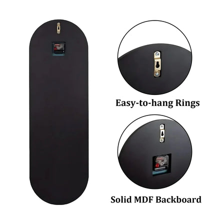 Long Oblong Brown Tinted Wall Clock with Silver Mirrored Modern Decorative Clock Roman Numerals for Living Room