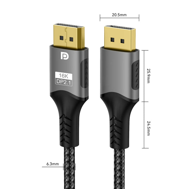 16K DP 2.1 8K@120Hz 4K@240Hz 80Gbps HDR Video Audio Displayport Cable Display Port for Laptop TV Xbox Projector Gaming Monitor