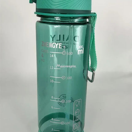 800ml Sports Water Bottle with straw For Camping Hiking Outdoor Plastic Transparent BPA Free Bottle For men Drinkware