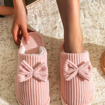 Fashion Women's Bow Slippers Fall/Winter Indoor Bedroom Floor Lightweight and Comfortable&Soft Warm Slippers for Home