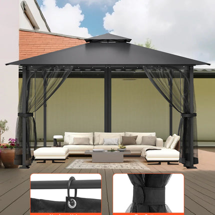 VEVOR Gazebo Netting Replacement Outdoor Garden Gazebo Net 4-Panel Sidewall Mesh Gazebo Curtain with Double Zipper for Garden