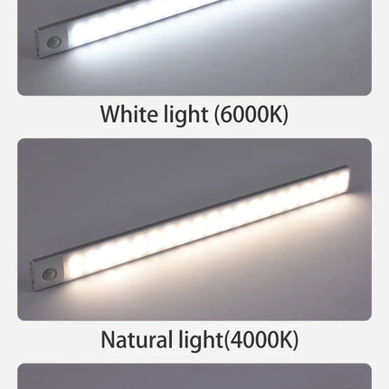 LED Cabinet Light USB Type-C Rechargeable Motion Sensor Led Lamp for Kitchen Wardrobe Cabinet Lighting 20cm/30cm/40cm/50cm/60cm