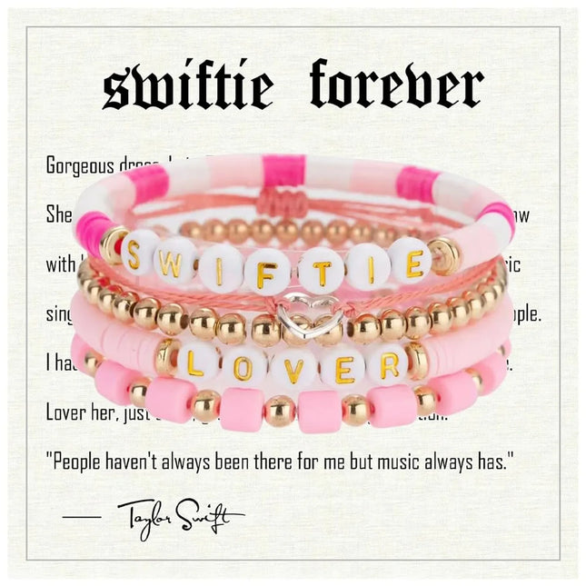 Five Piece Bracelet Set Of Men’s And Women’s Soft Clay Bracelets Fashionable Colourful Letter And Bead Print Beauty Bracelet