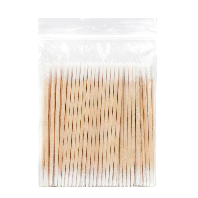 100/300 Pcs Disposable Ultra-small Cotton Swab Brush Lint Free Micro Wood Makeup Brushes Eyelash Extension Glue Removing Tools