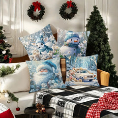 Christmas decoration pillowcase New Year Gift Snowman Fawn Santa Claus car pattern home decoration sofa cushion cover