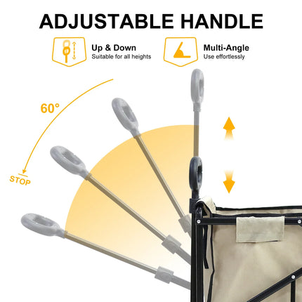 Camping Trolly Cart on Wheels 122L Folding Wagon Portable Beach Cart Collapsible for Outdoor Garden Picnic Shopping Fishing