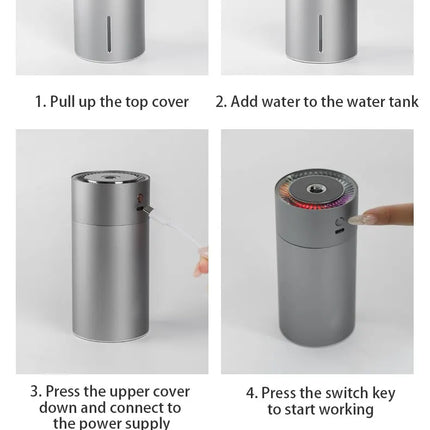 LED Light Aromatherapy Machine Humidifier Diffuser for Car Small Air Humidification Home and Bedroom Big Spray 260ml