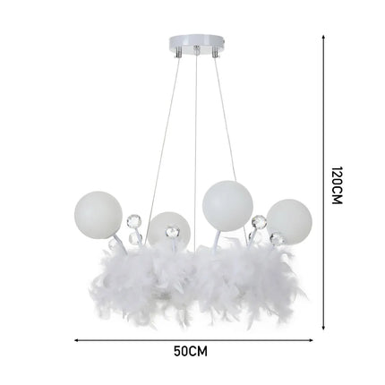 KOMORE Feather LED Pendant Light with Crystal Balls 18W 1980lm for Kitchen Living Room Hallway Entryway