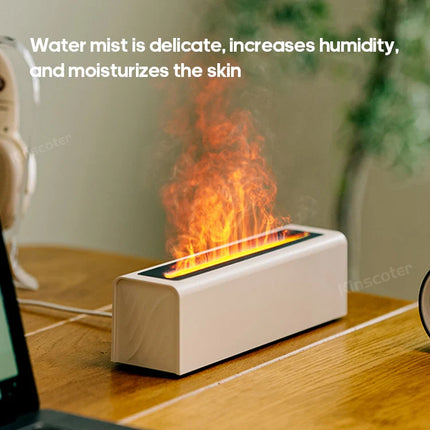 KINSCOTER RGB Flame Aroma Diffuser Air Humidifier Ultrasonic Cool Mist Maker Fogger LED Essential Oil Fire LED Lamp Difusor Gift