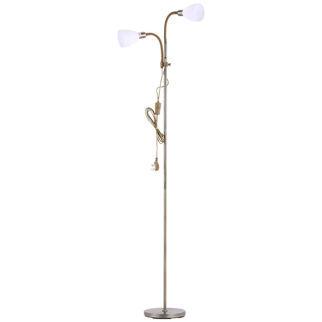 KOMORE Modern 2 Head Standing Floor Lamp Adjustable Lamp Heads 180cm Bronze&Grey  for Living Room, Office, Bedroom, Hallway
